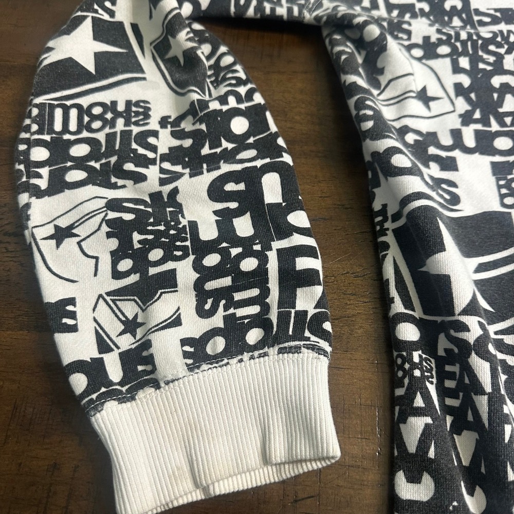 Famous Stars and Stripes Kids XL Zip Up Hoodie All Over Print Black White Logo - Picture 7 of 10